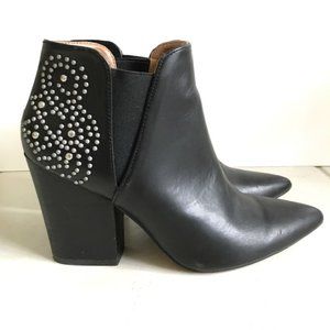 Black Leather Studded Booties